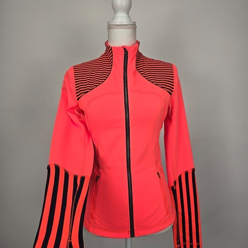 Lululemon Forme Full Zip Jacket Light Flare Classic Stripe Size 6 - Picture 2 of 14